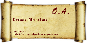 Orsós Absolon névjegykártya